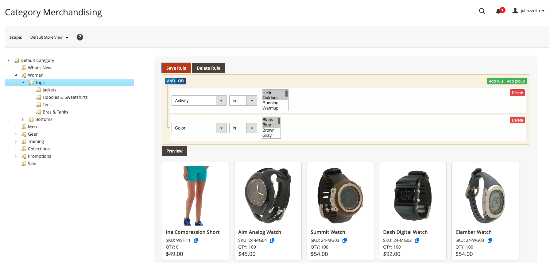 Magento Admin Category Merchandising