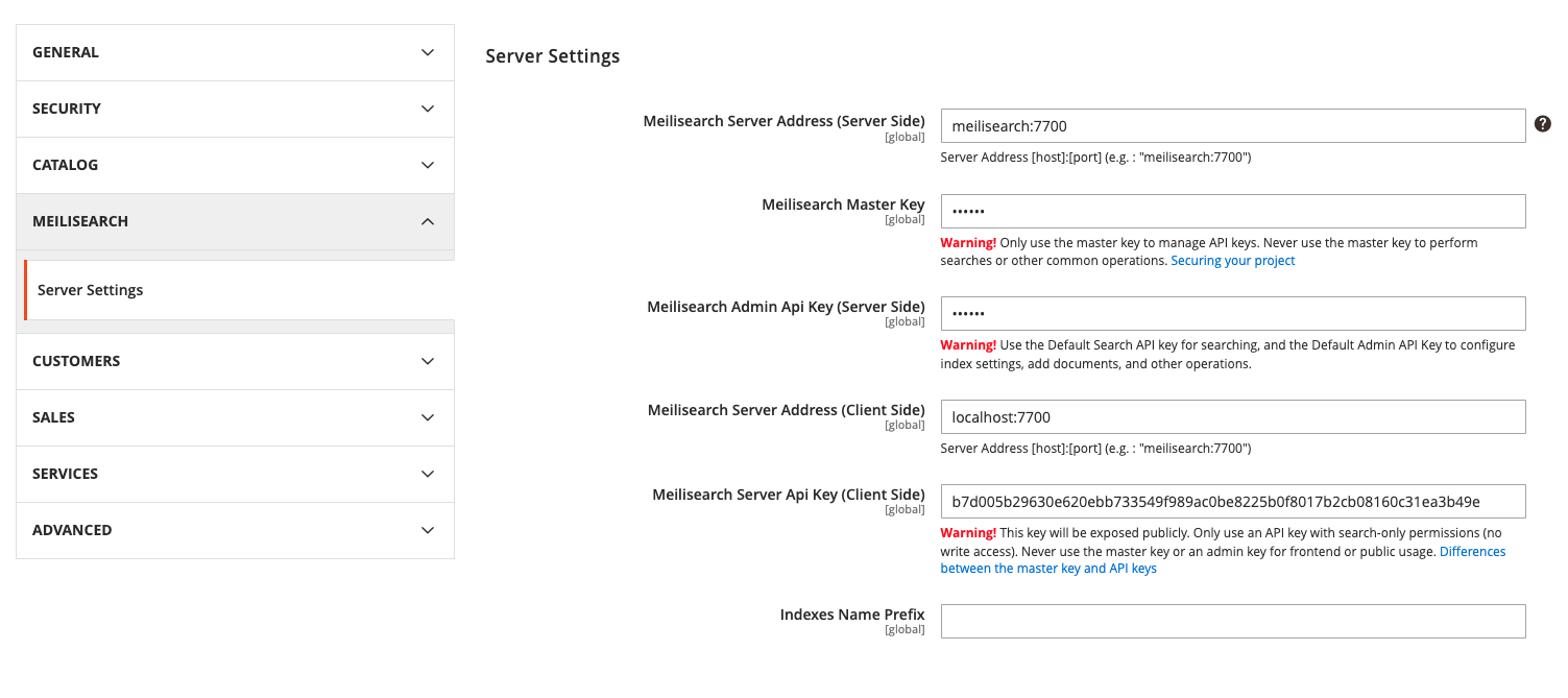 Magento Admin Configuration Screenshot