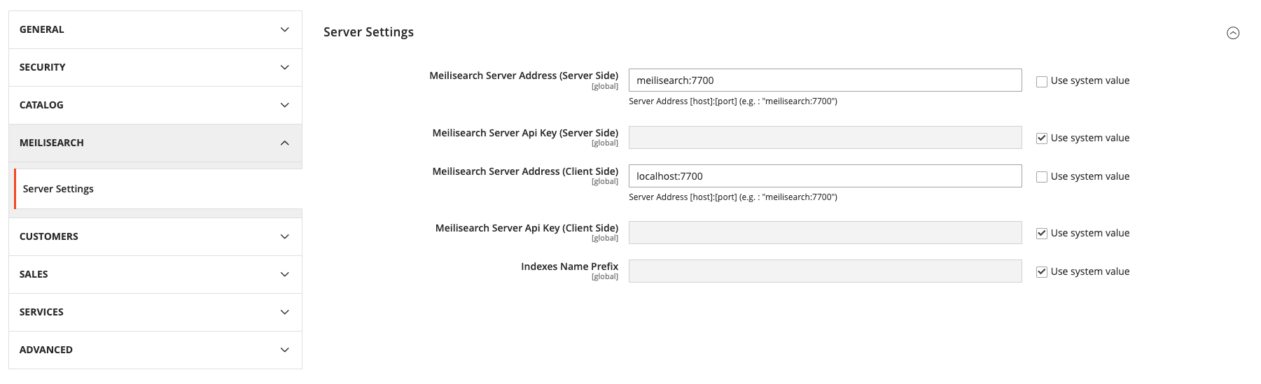 Magento Admin Configuration Screenshot